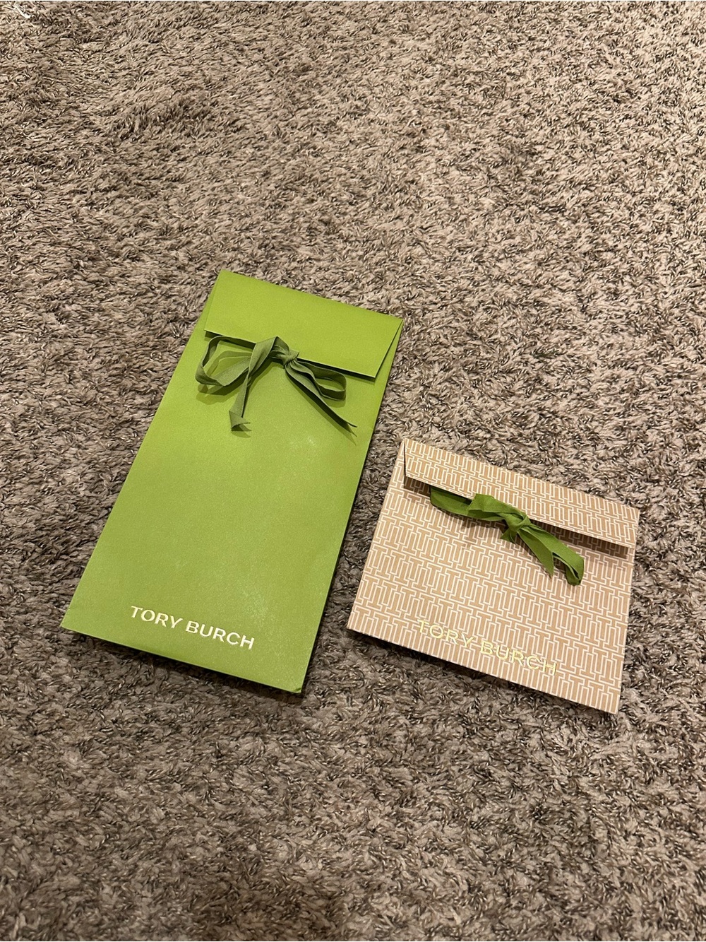 Tory Burch Green Gift Bags with Ribbon